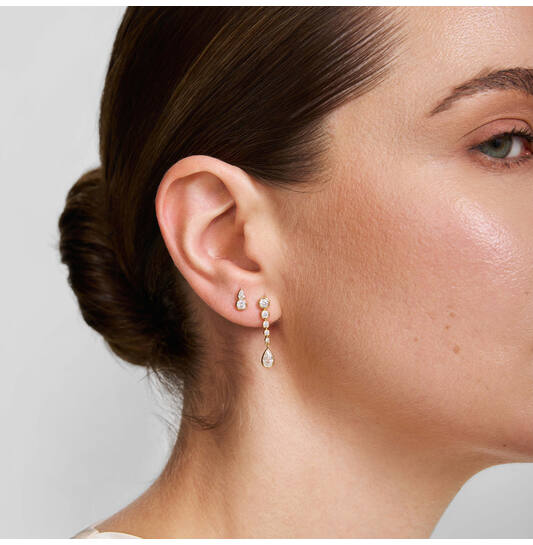 Wanderer - Ear studs - Silver / 14kt GP - Zirconia